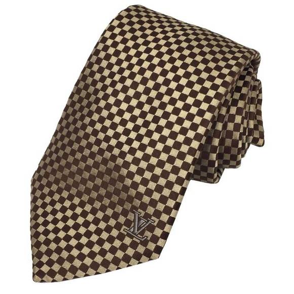 LOUIS VUITTON Damier Necktie Brown 100% Silk Men´s,All Products : American Fashion Style Bags On Sale